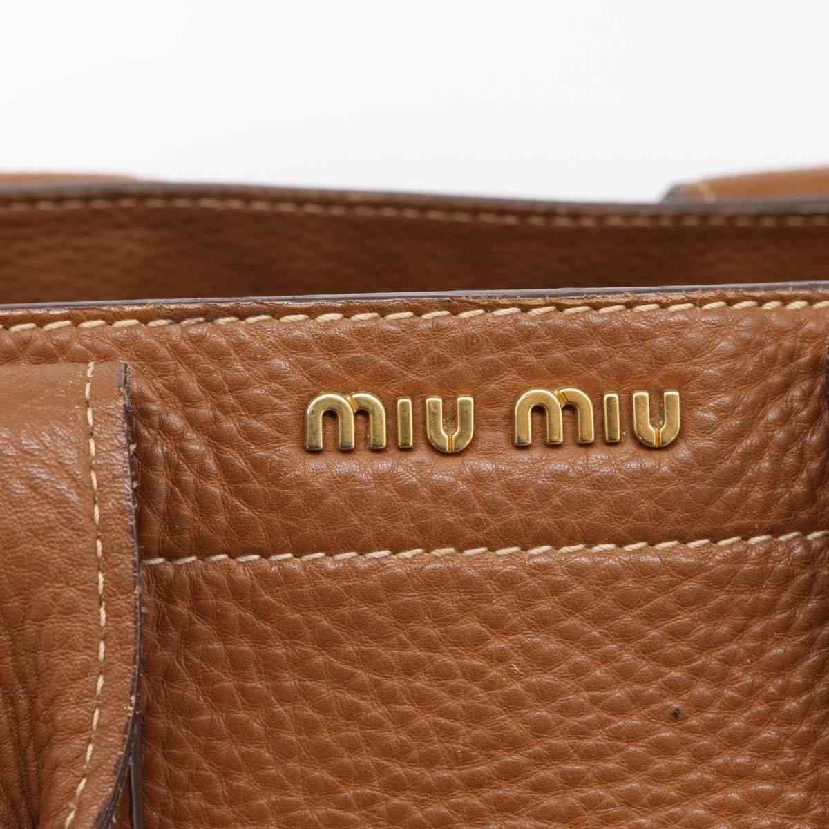Miu Miu Hand Bag Leather 2way Brown Gold Auth bs37575
