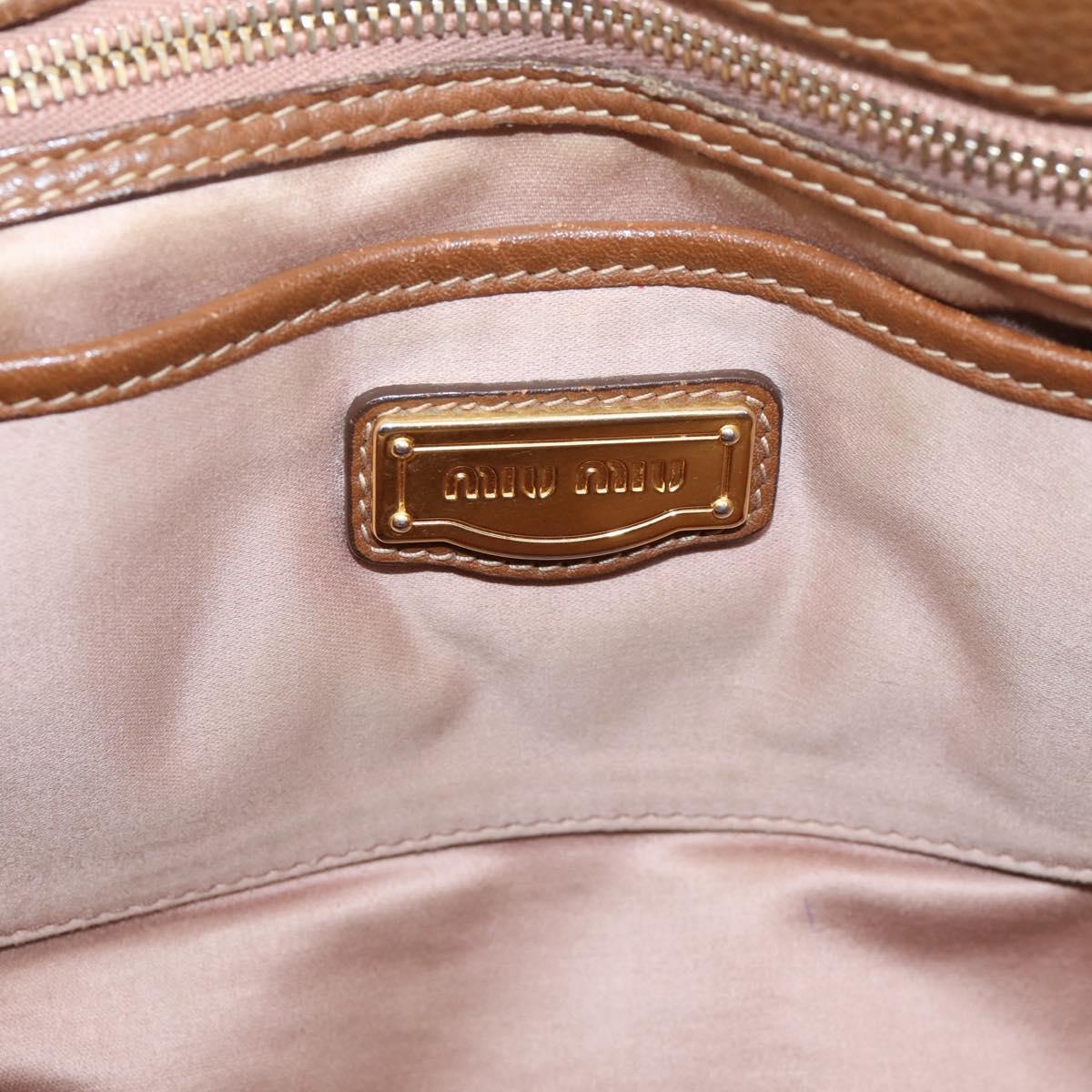 Miu Miu Hand Bag Leather 2way Brown Gold Auth bs37575