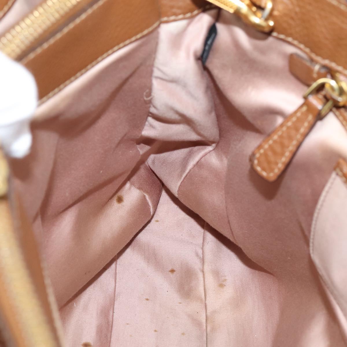Miu Miu Hand Bag Leather 2way Brown Gold Auth bs37575