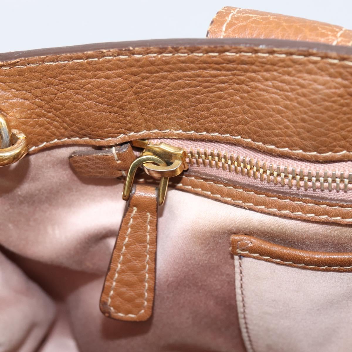 Miu Miu Hand Bag Leather 2way Brown Gold Auth bs37575