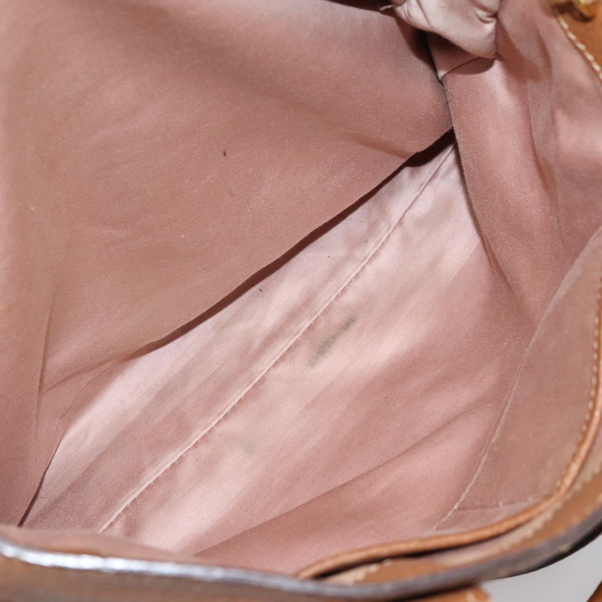 Miu Miu Hand Bag Leather 2way Brown Gold Auth bs37575