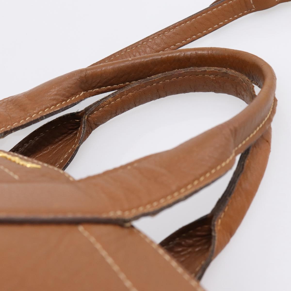 Miu Miu Hand Bag Leather 2way Brown Gold Auth bs37575