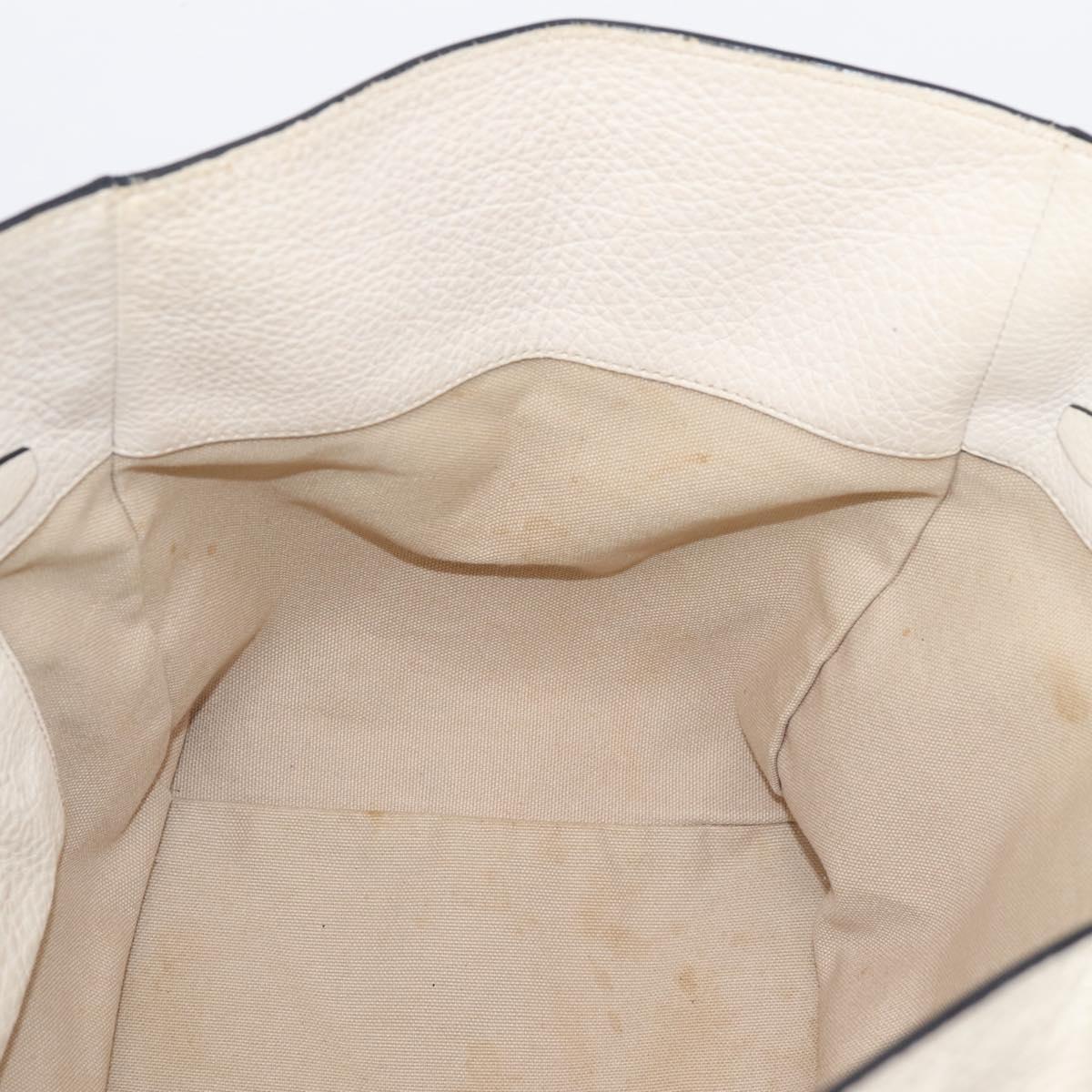 PRADA Tote Bag Leather White Gold Auth bs37576