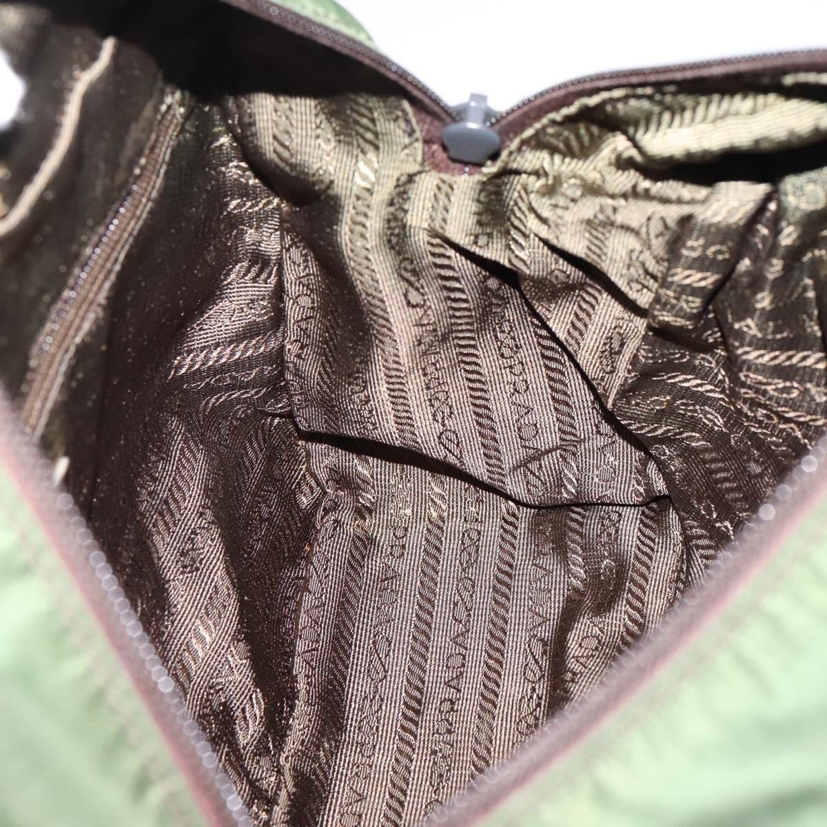 PRADA Tote Bag Nylon Khaki Silver Auth bs37577