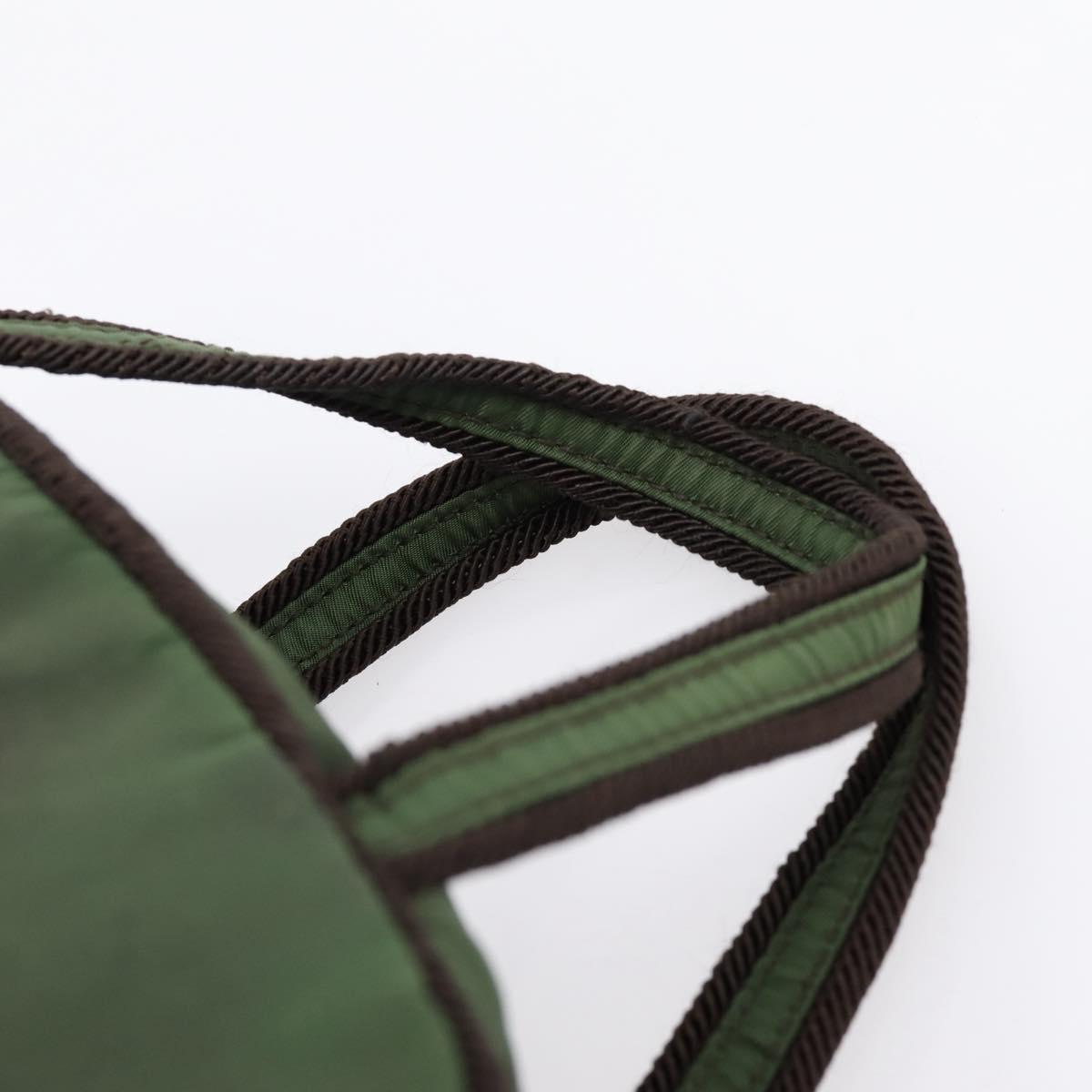 PRADA Tote Bag Nylon Khaki Silver Auth bs37577