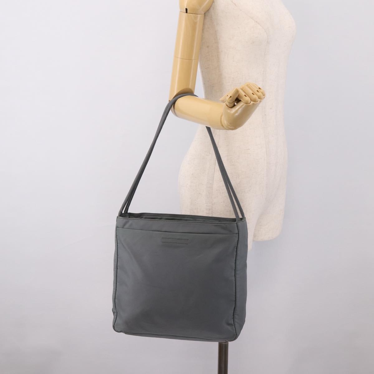 PRADA Tote Bag Nylon Gray Silver Auth bs37578