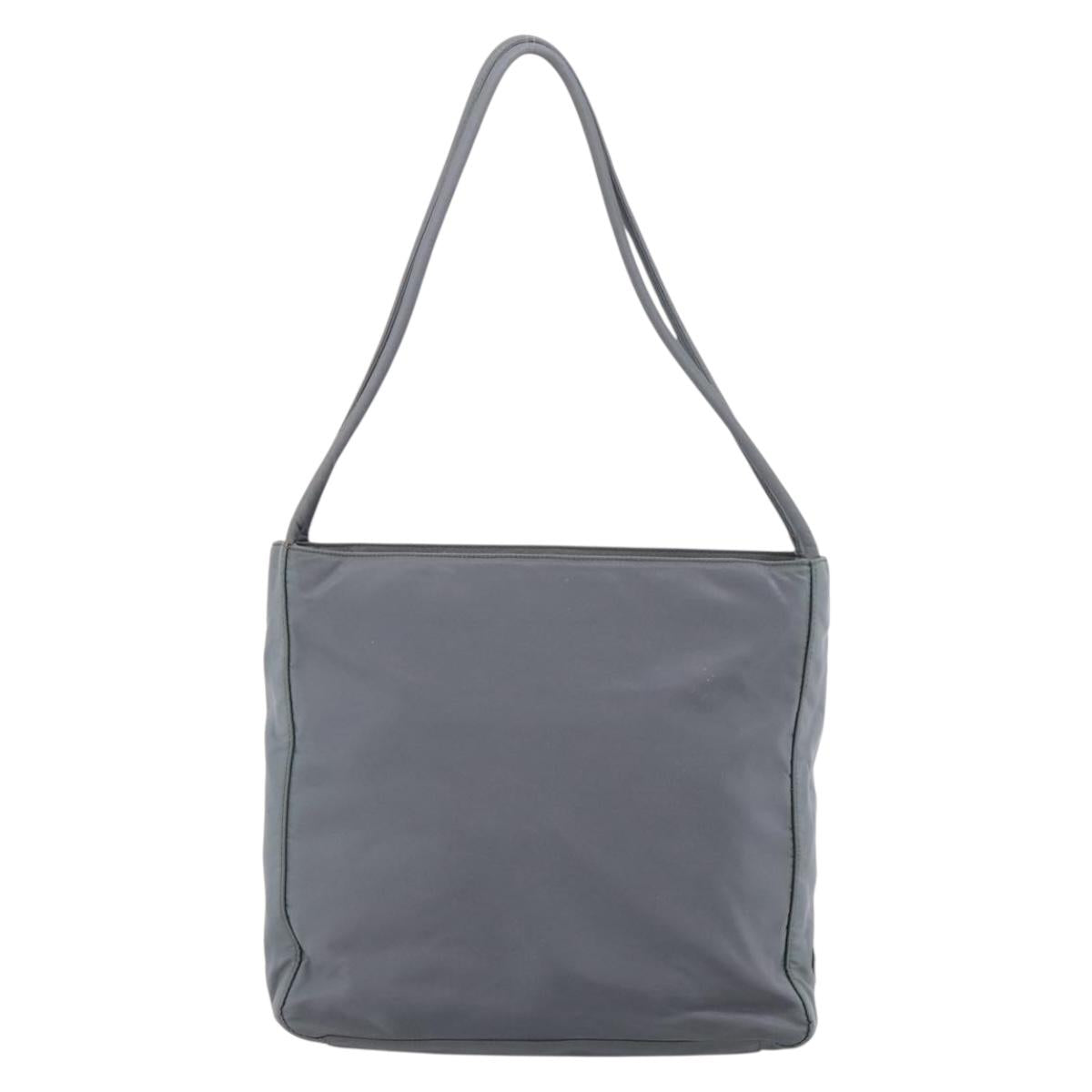 PRADA Tote Bag Nylon Gray Silver Auth bs37578