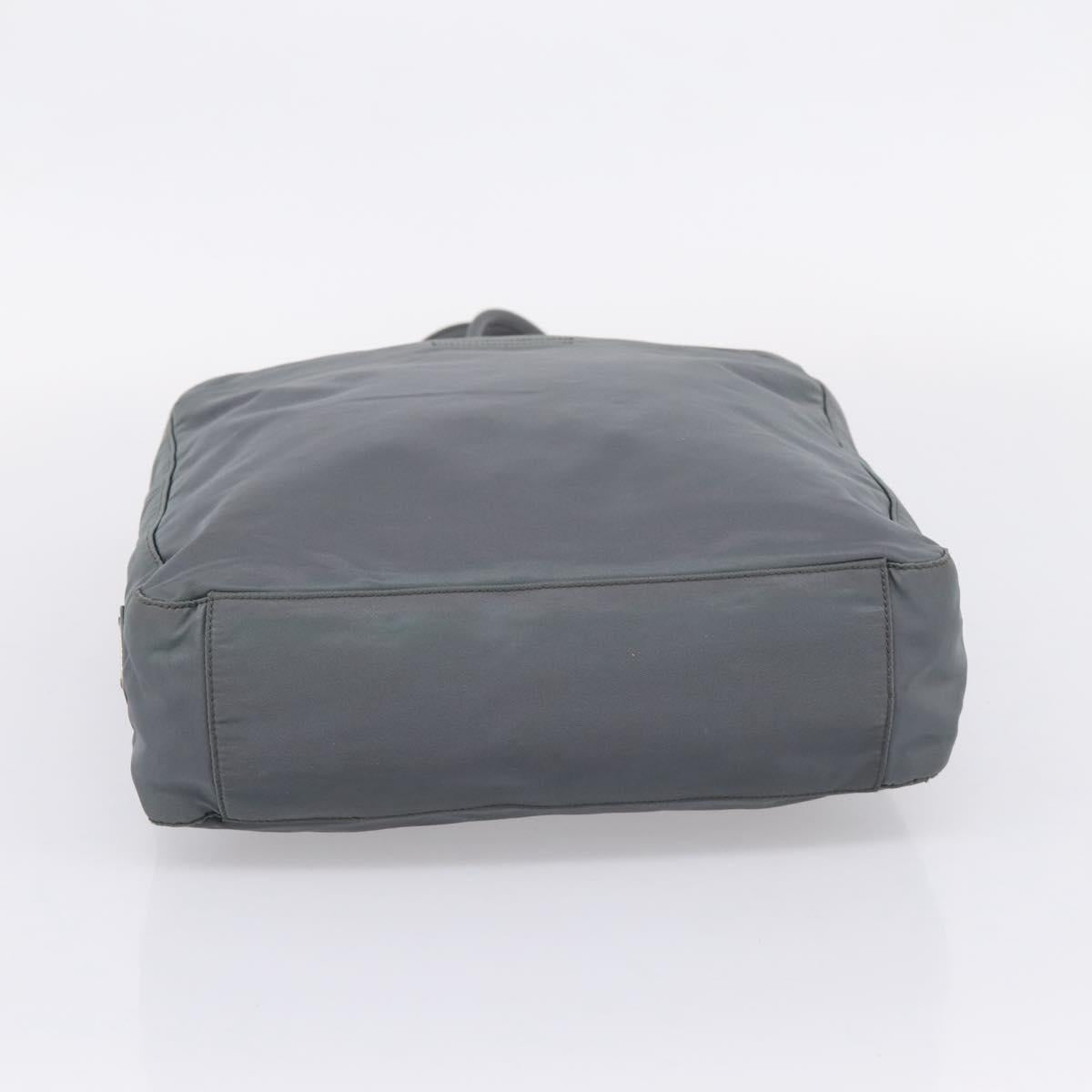 PRADA Tote Bag Nylon Gray Silver Auth bs37578