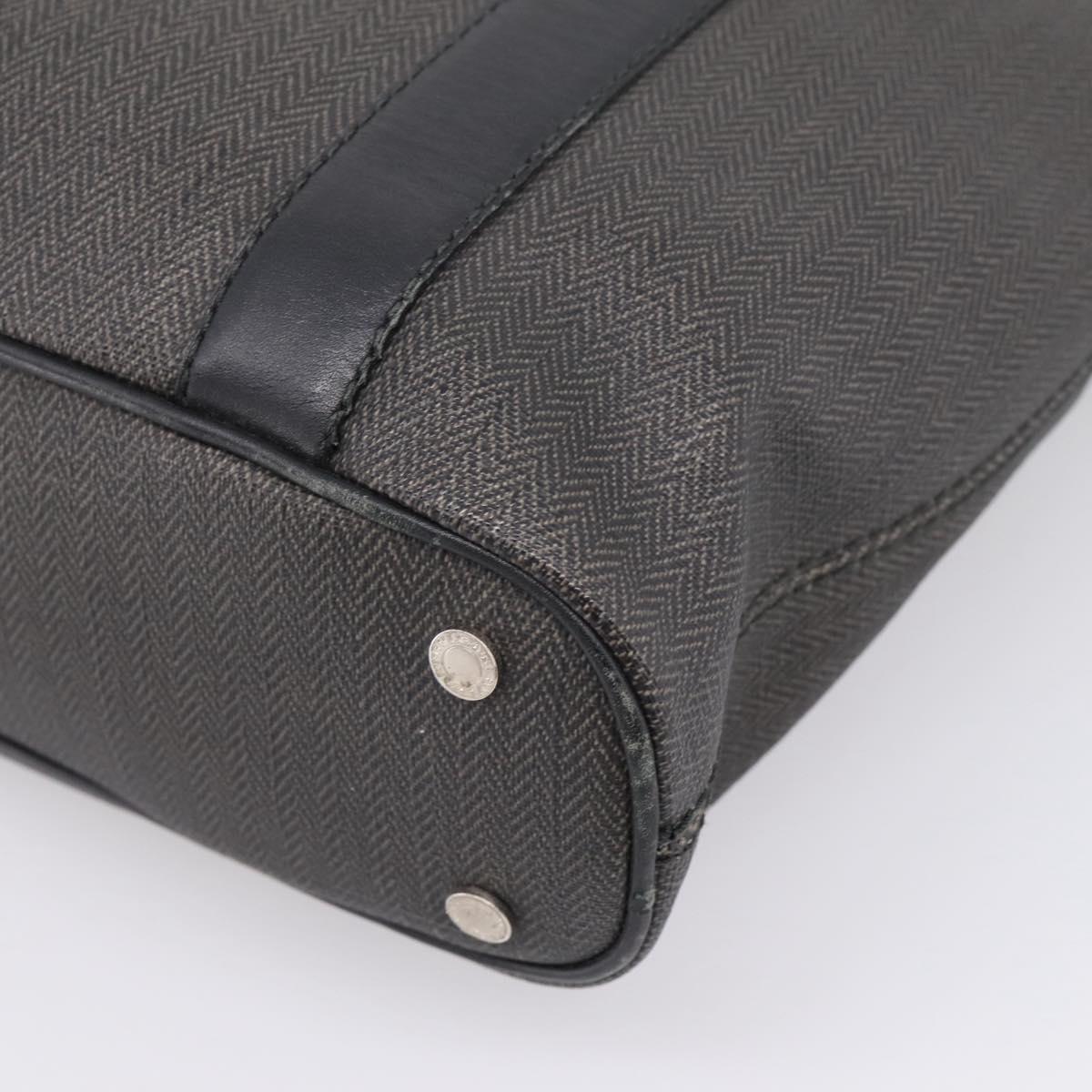 BVLGARI Tote Bag Leather PVC Black Silver Auth bs37580