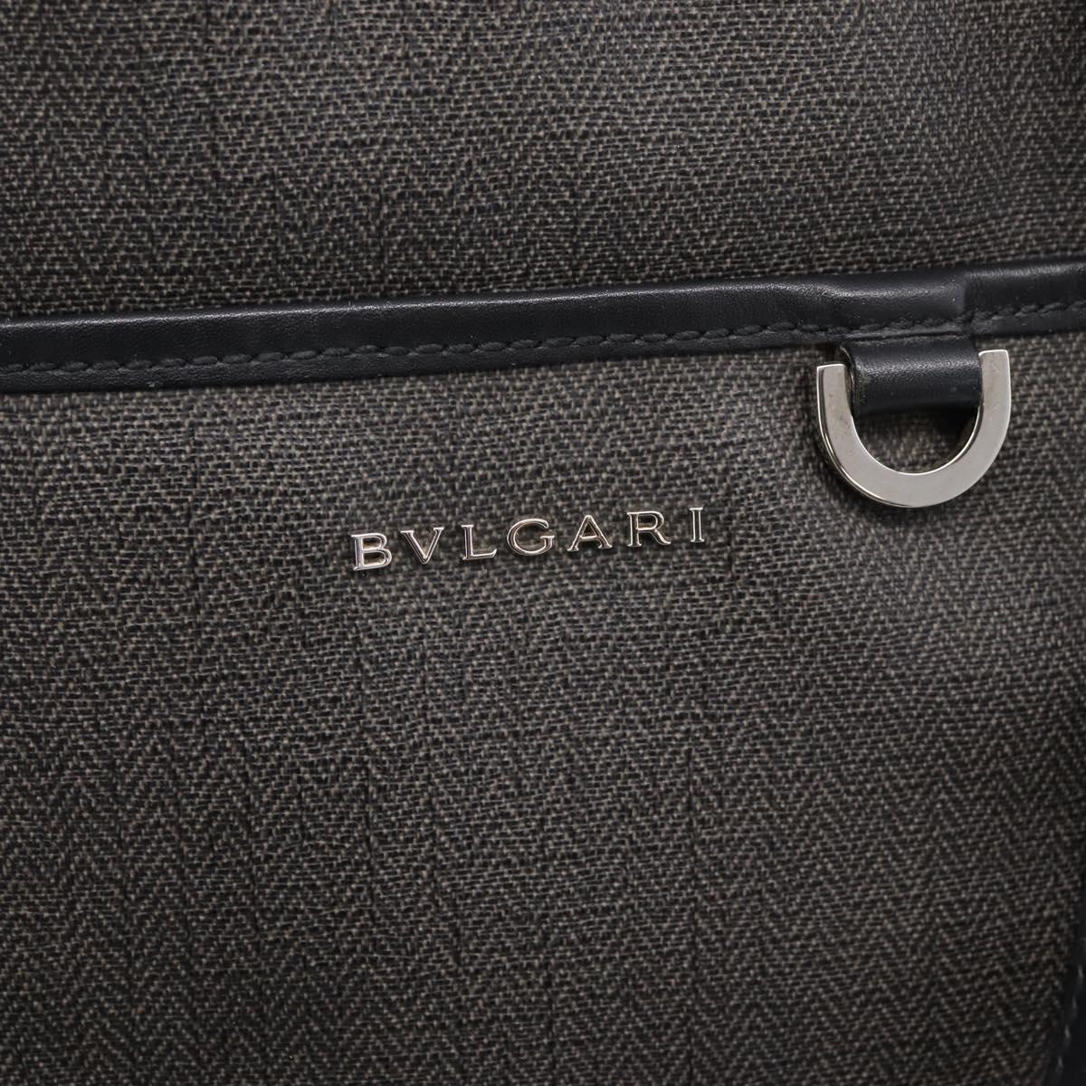 BVLGARI Tote Bag Leather PVC Black Silver Auth bs37580