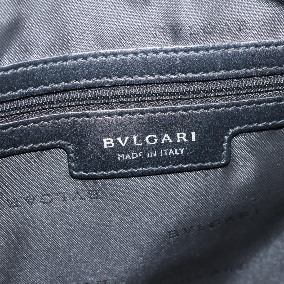 BVLGARI Tote Bag Leather PVC Black Silver Auth bs37580