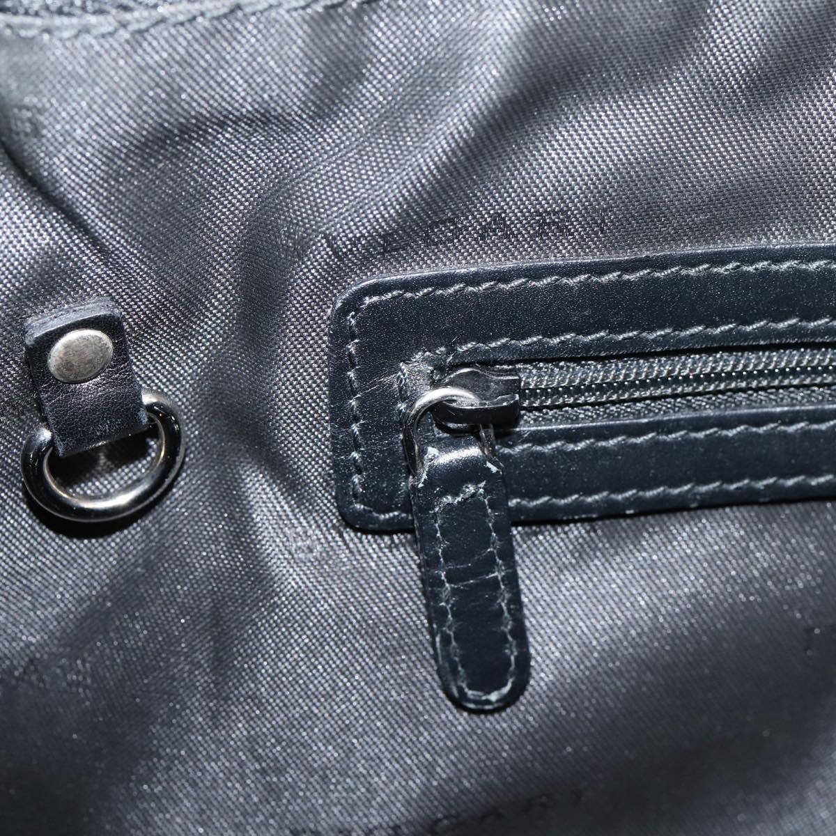 BVLGARI Tote Bag Leather PVC Black Silver Auth bs37580