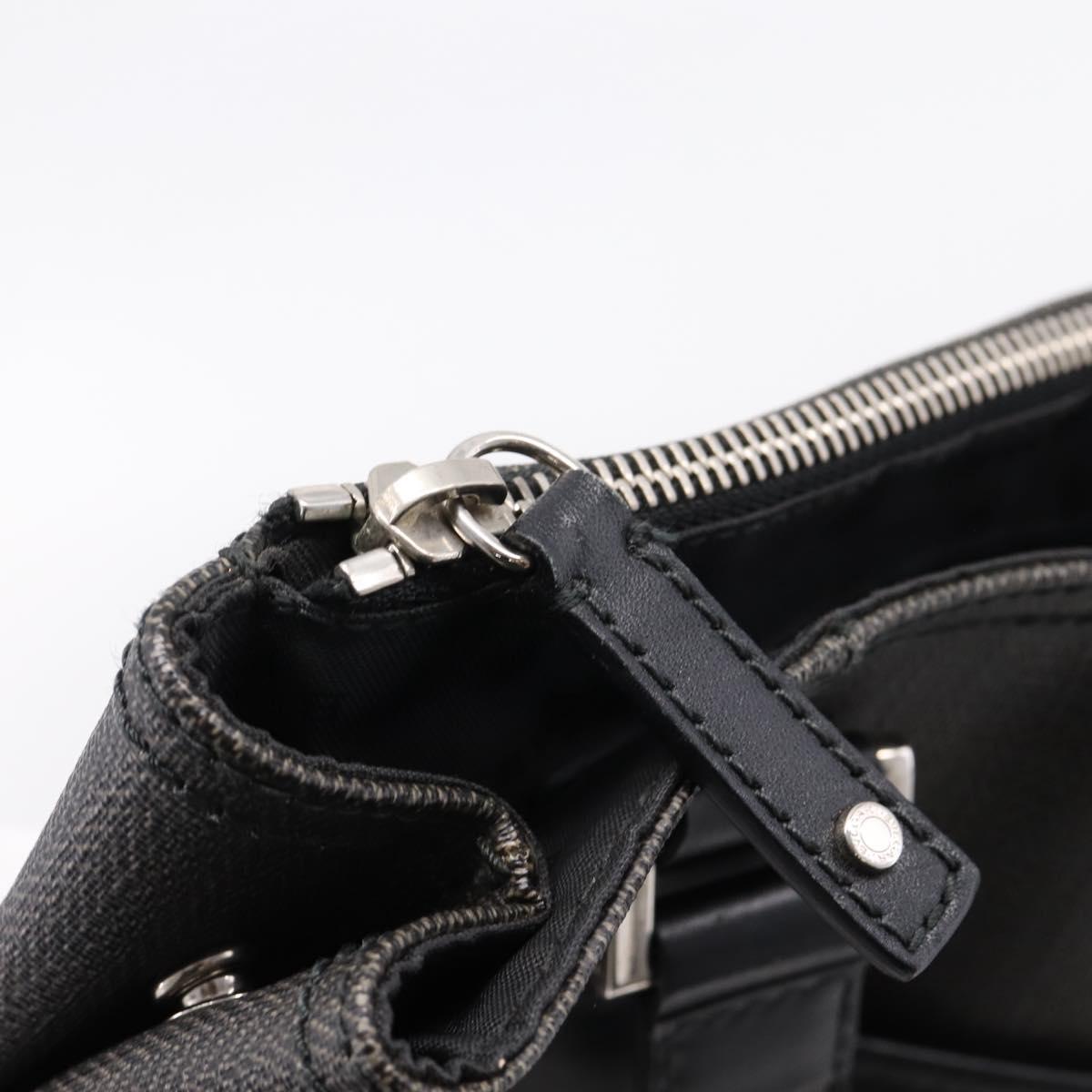 BVLGARI Tote Bag Leather PVC Black Silver Auth bs37580