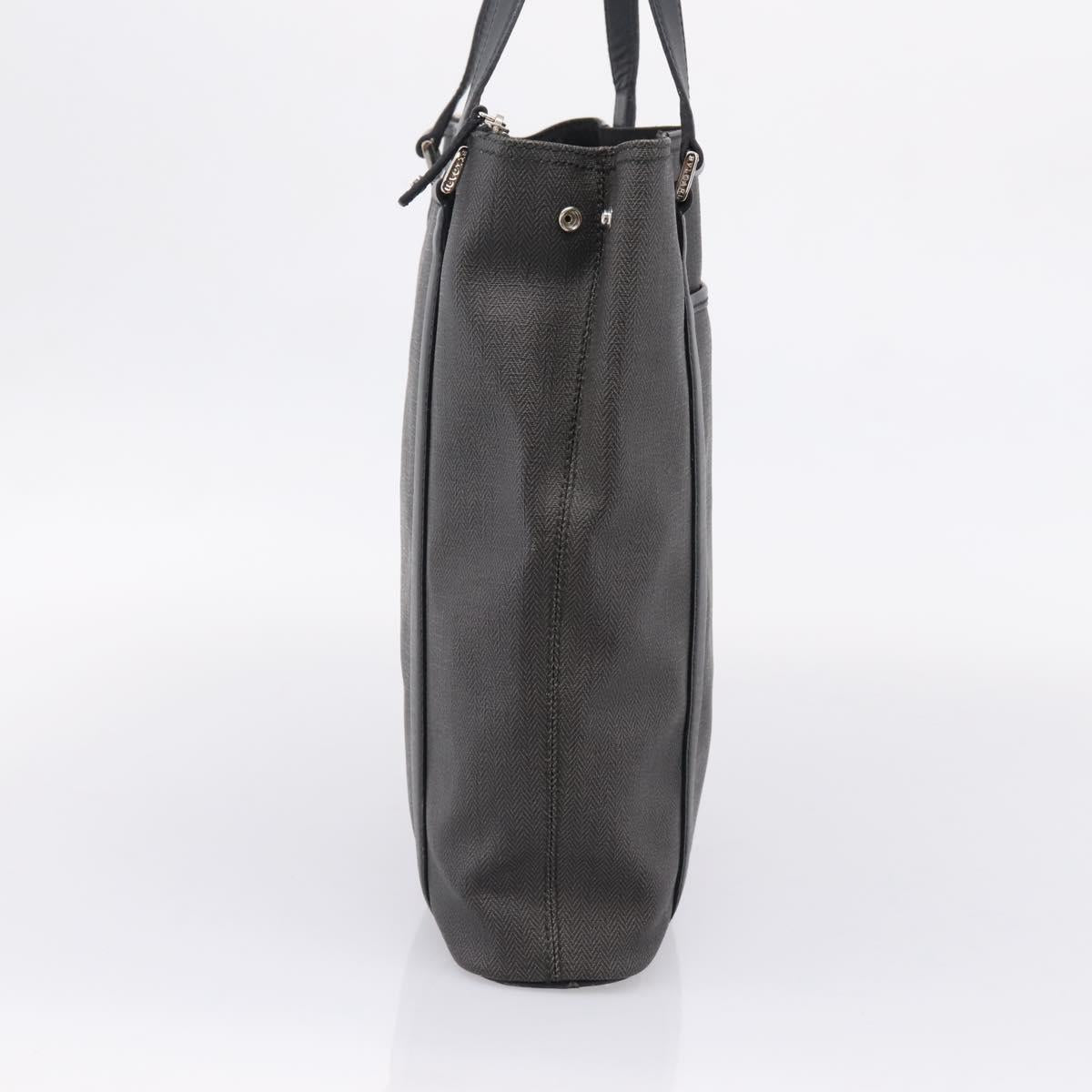 BVLGARI Tote Bag Leather PVC Black Silver Auth bs37580