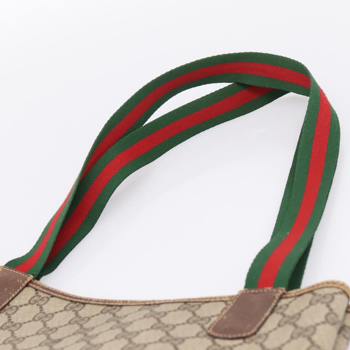 GUCCI GG Canvas Web Sherry Line Tote Bag Beige Red Green 89 02 003 Auth bs37587