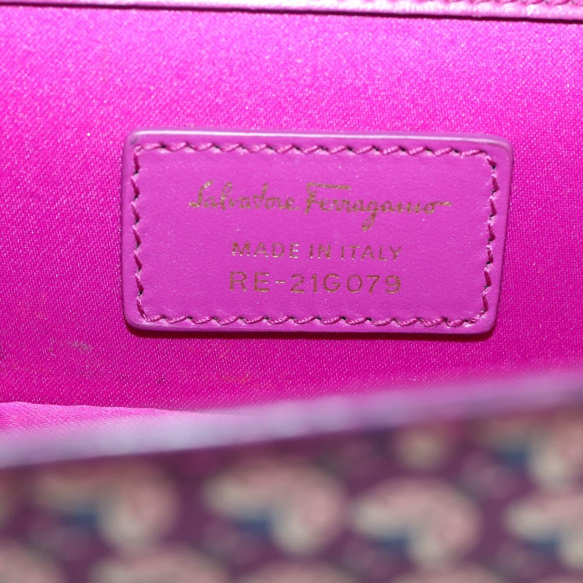 Salvatore Ferragamo Vala Shoulder Bag Patent leather Purple Gold Auth bs37591