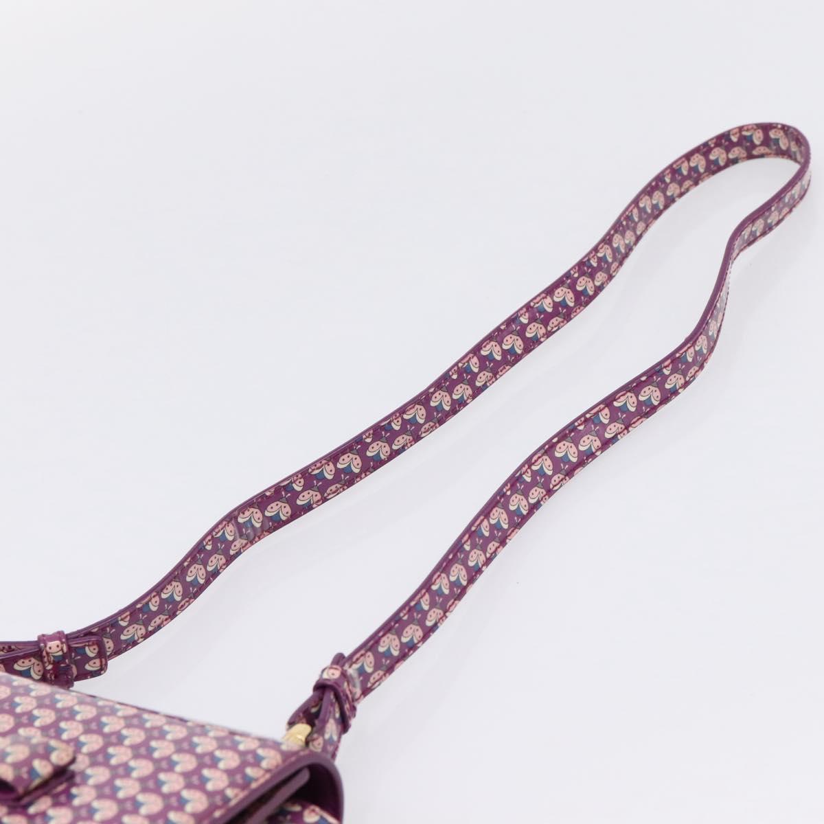 Salvatore Ferragamo Vala Shoulder Bag Patent leather Purple Gold Auth bs37591