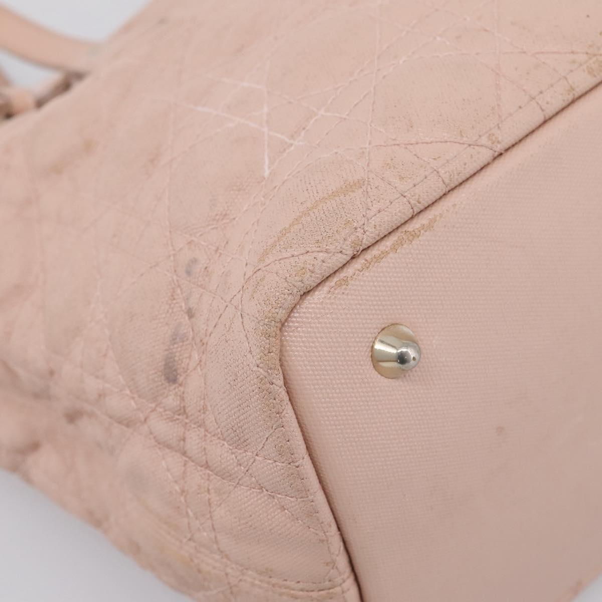 Christian Dior Canage Tote Bag Coated Canvas Pink Gold Auth bs37594