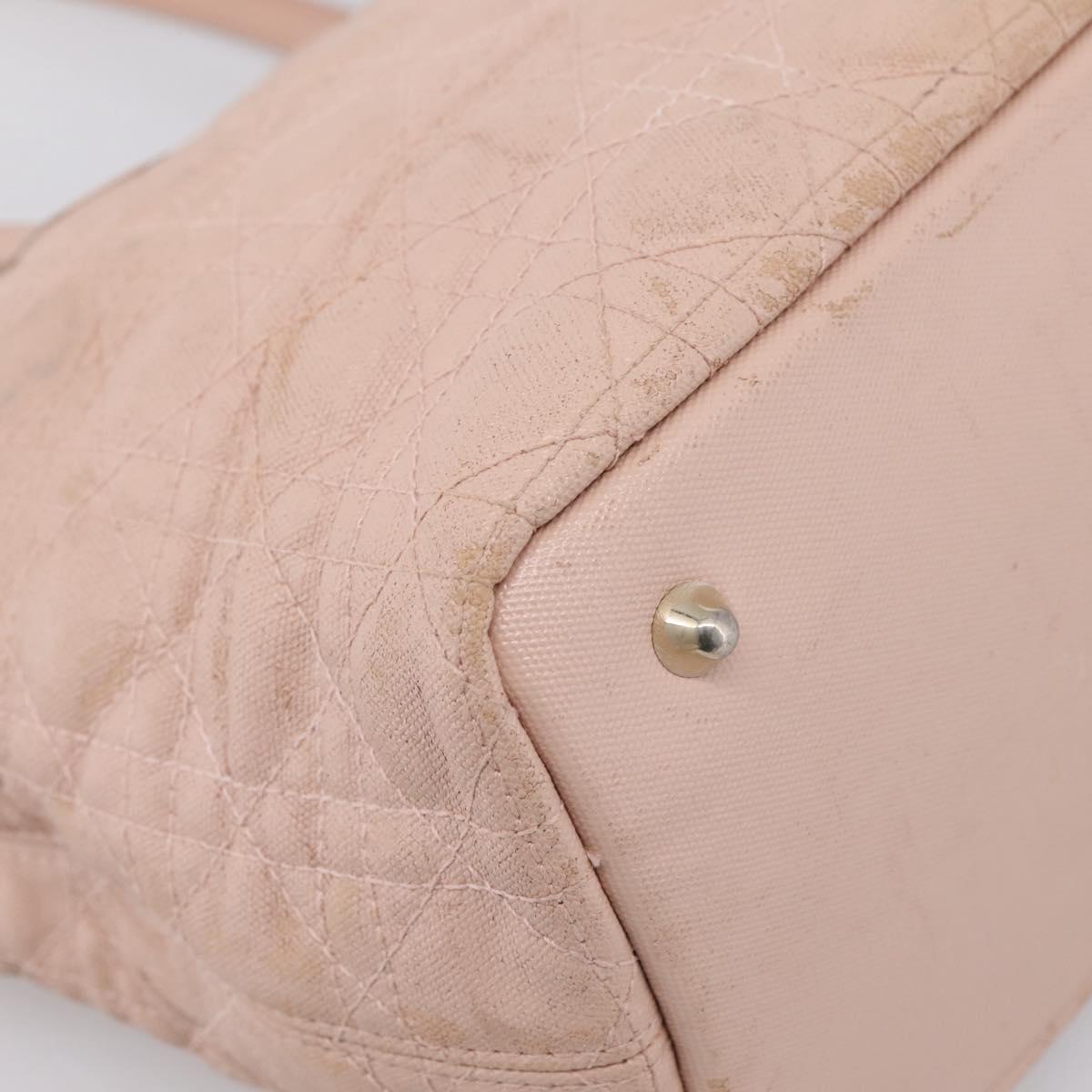 Christian Dior Canage Tote Bag Coated Canvas Pink Gold Auth bs37594