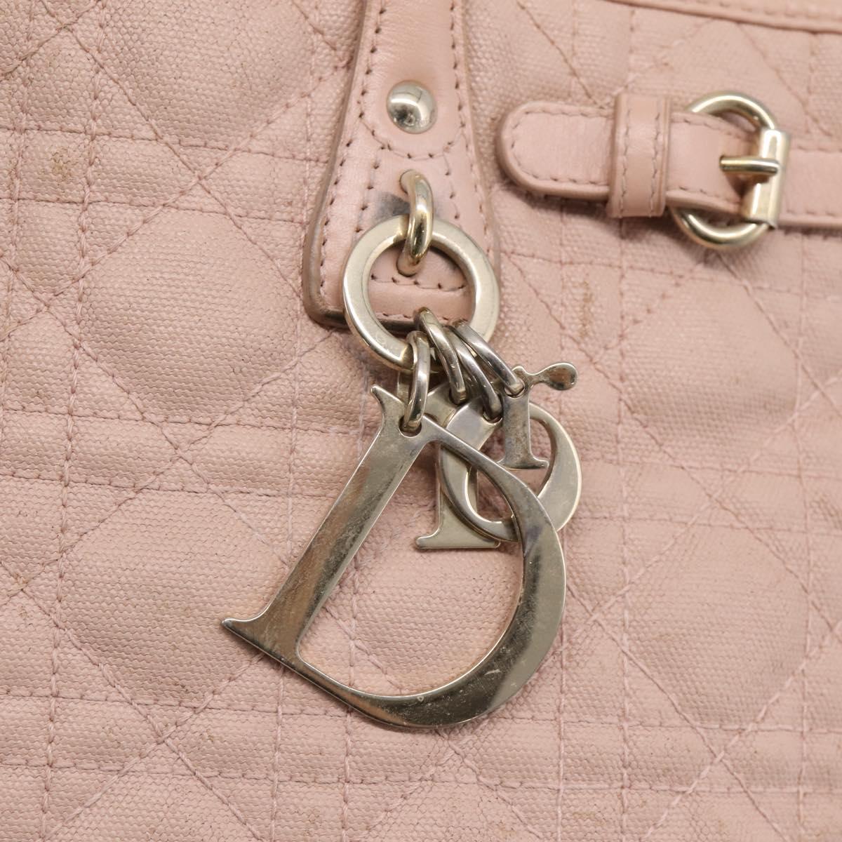 Christian Dior Canage Tote Bag Coated Canvas Pink Gold Auth bs37594