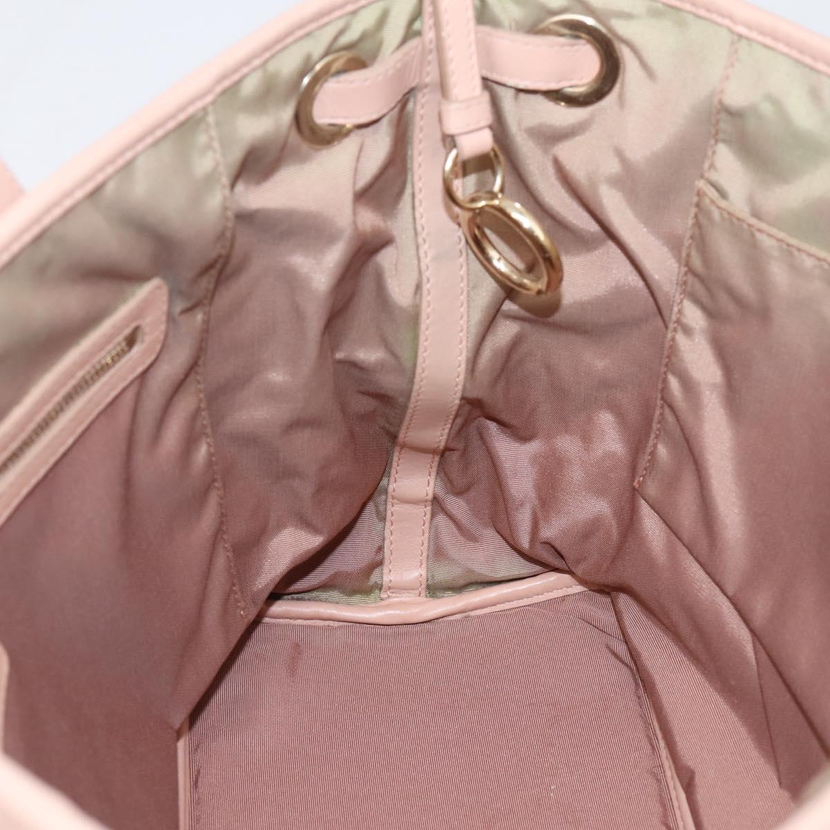 Christian Dior Canage Tote Bag Coated Canvas Pink Gold Auth bs37594