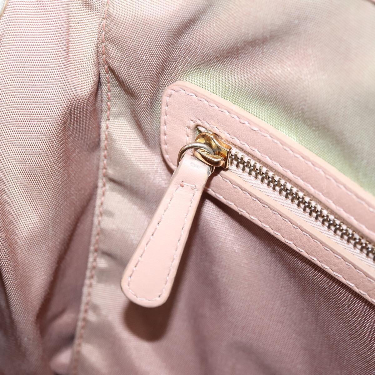 Christian Dior Canage Tote Bag Coated Canvas Pink Gold Auth bs37594