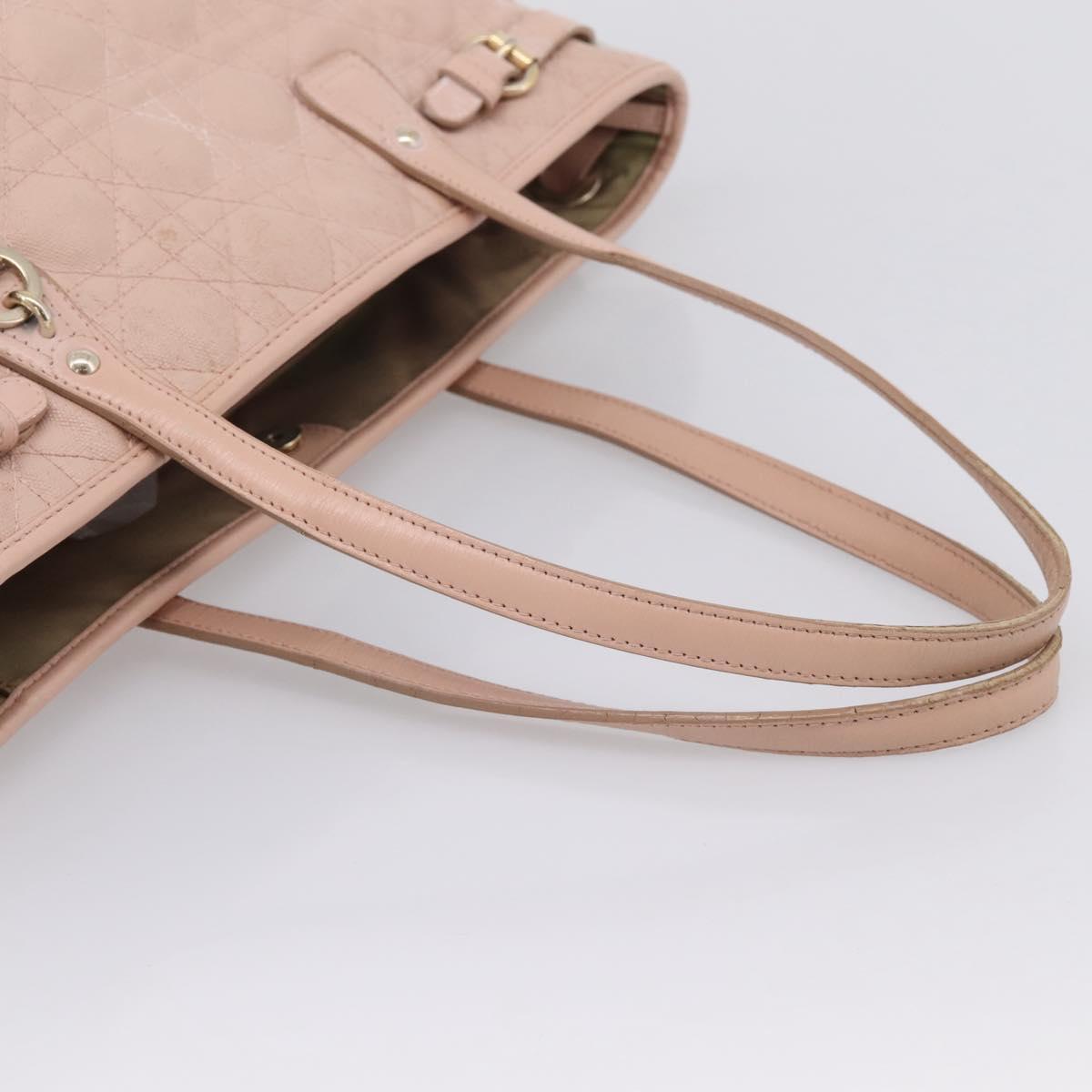 Christian Dior Canage Tote Bag Coated Canvas Pink Gold Auth bs37594