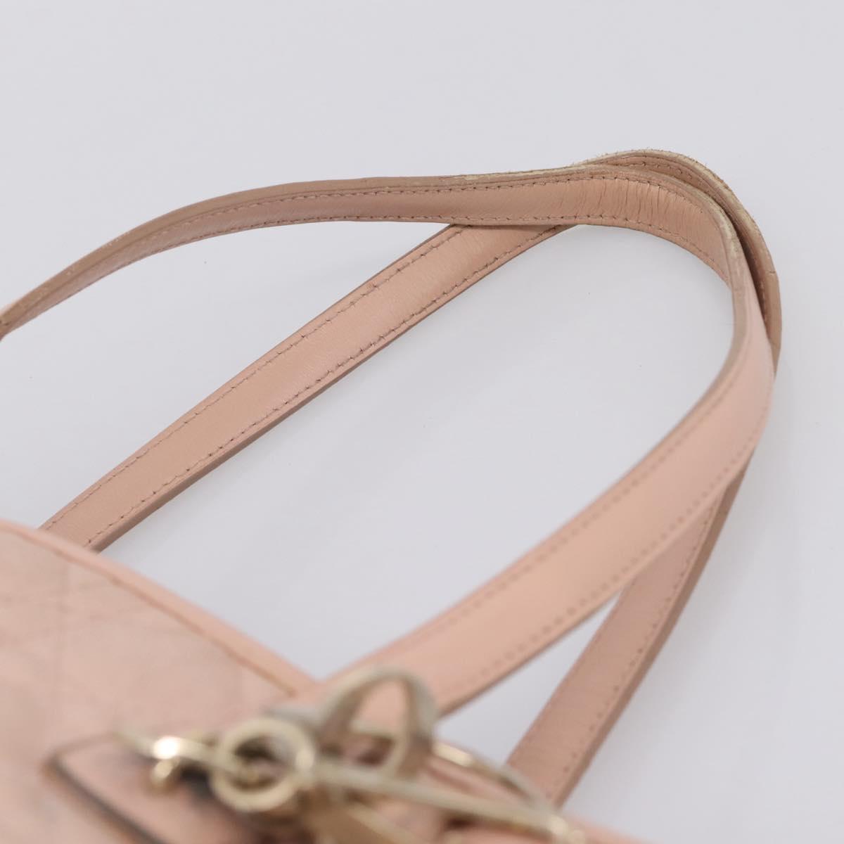 Christian Dior Canage Tote Bag Coated Canvas Pink Gold Auth bs37594