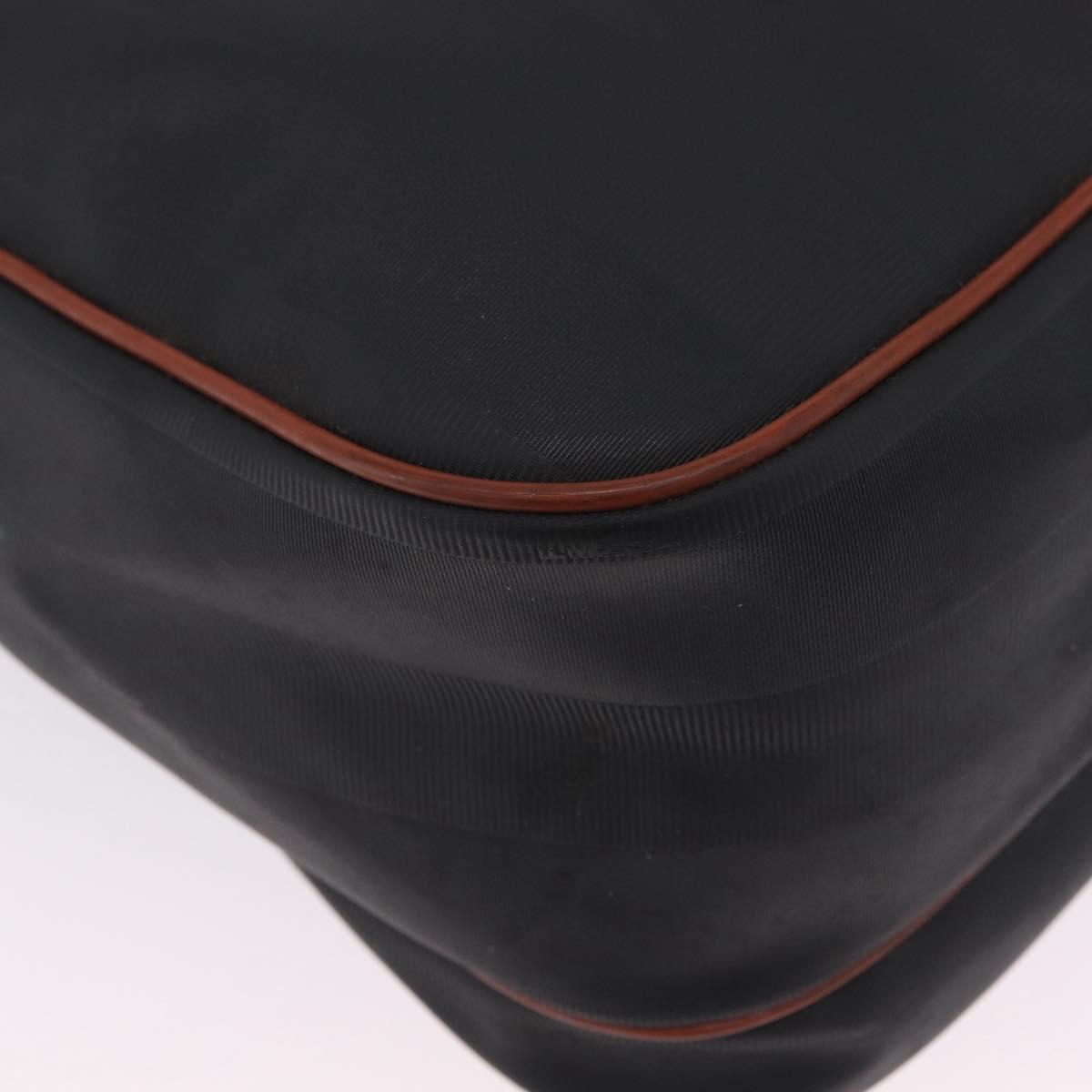 FENDI Pecan Canvas Shoulder Bag PVC Black Brown Auth bs37595