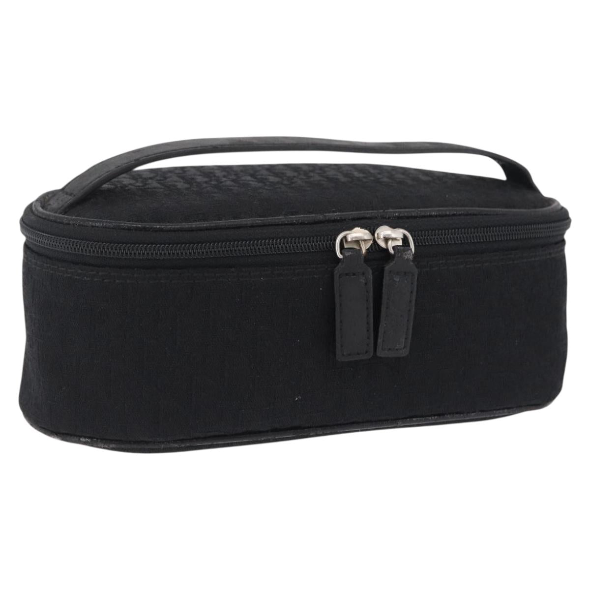Christian Dior Trotter Canvas Pouch Black Silver Auth bs37596