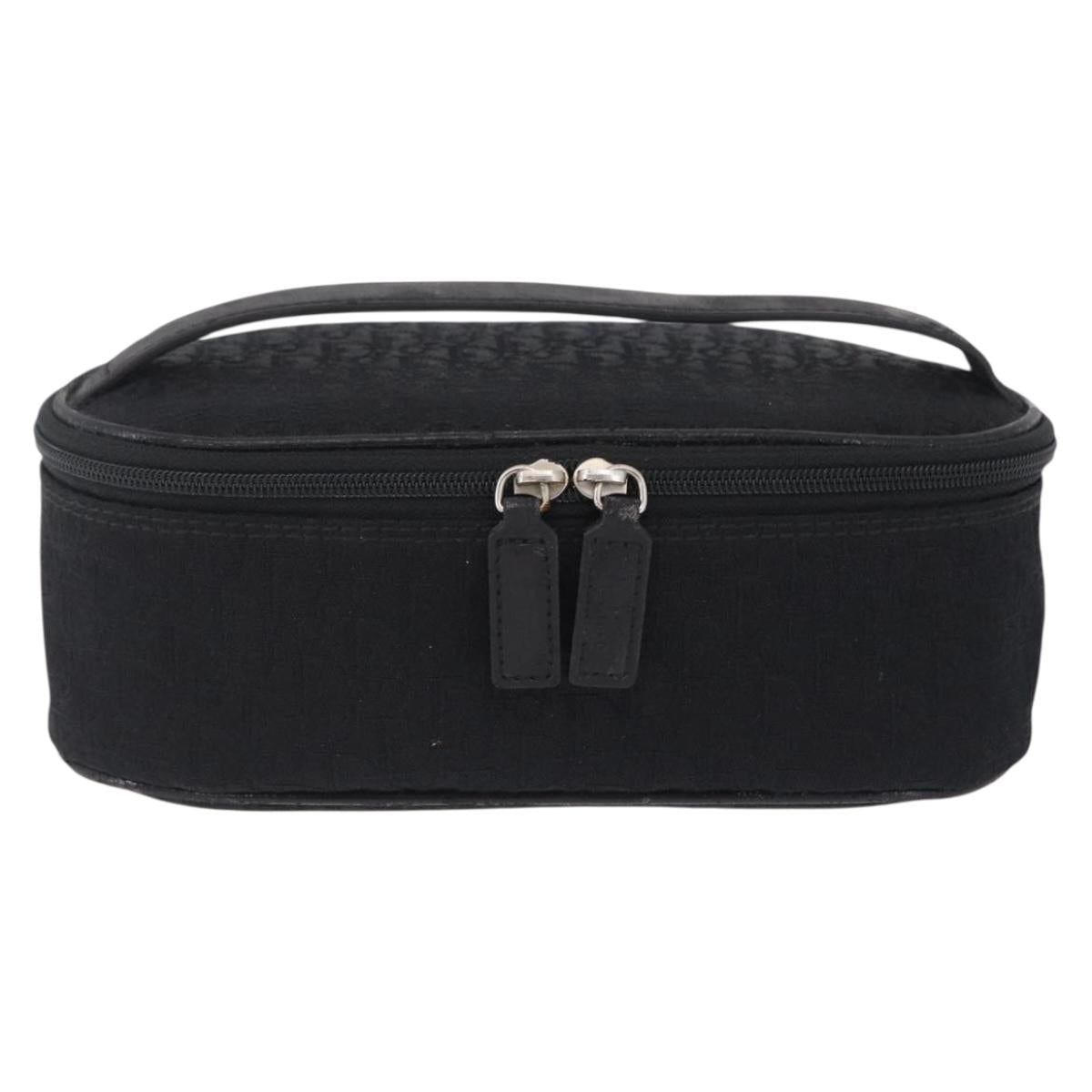 Christian Dior Trotter Canvas Pouch Black Silver Auth bs37596