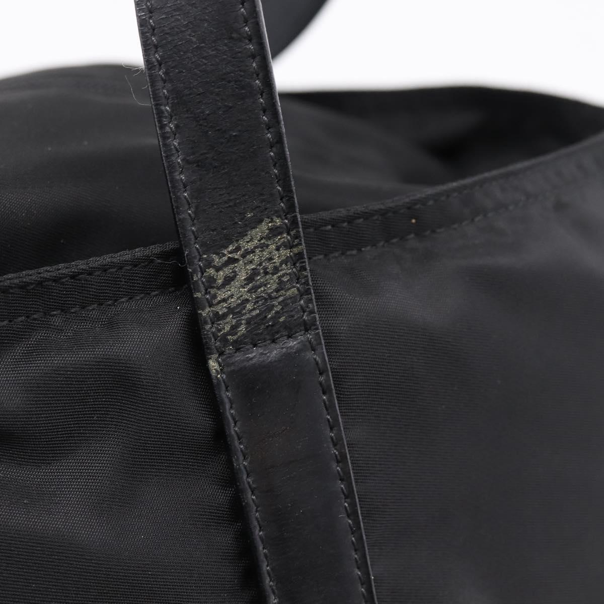PRADA Tote Bag Nylon Black Silver Auth bs37600