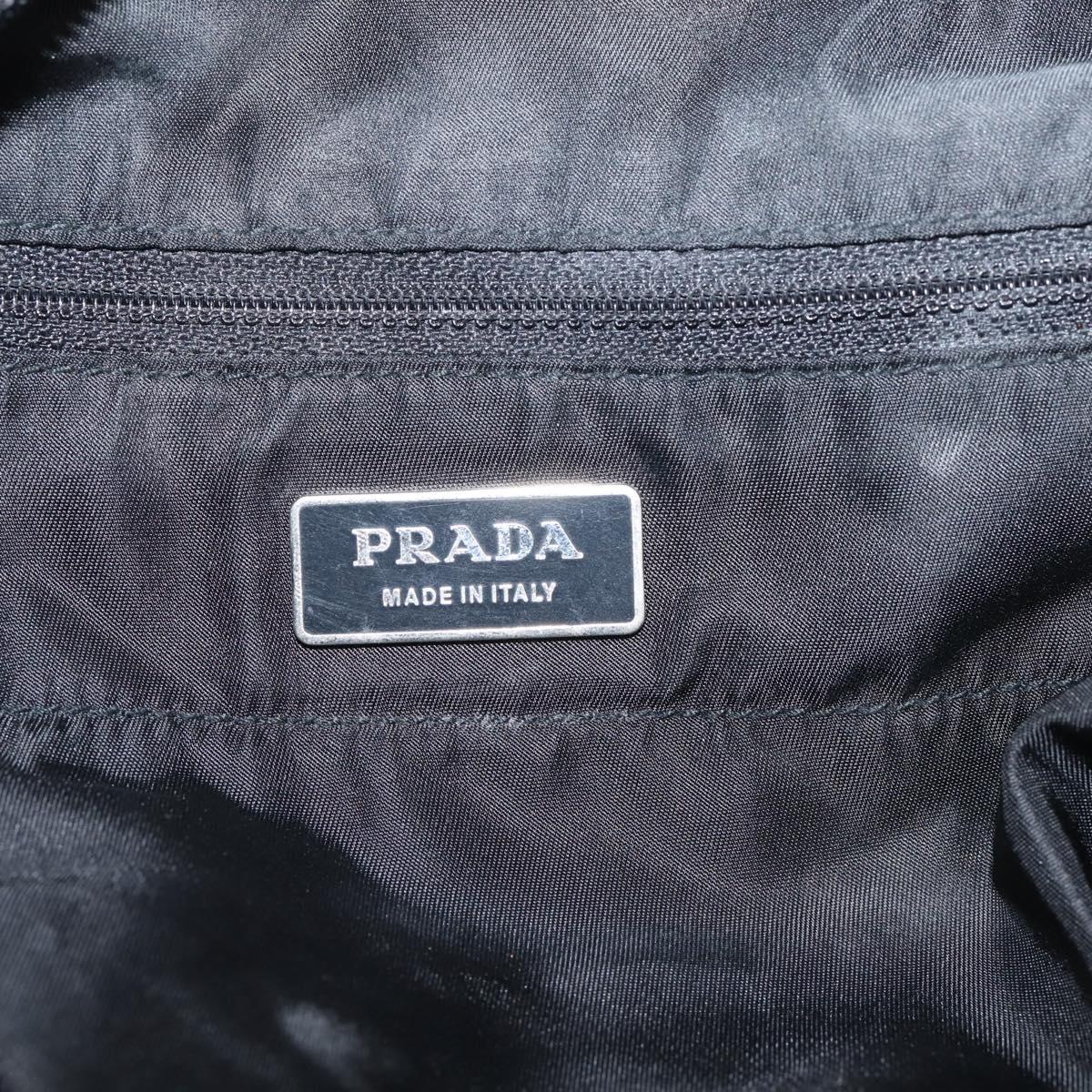 PRADA Tote Bag Nylon Black Silver Auth bs37600