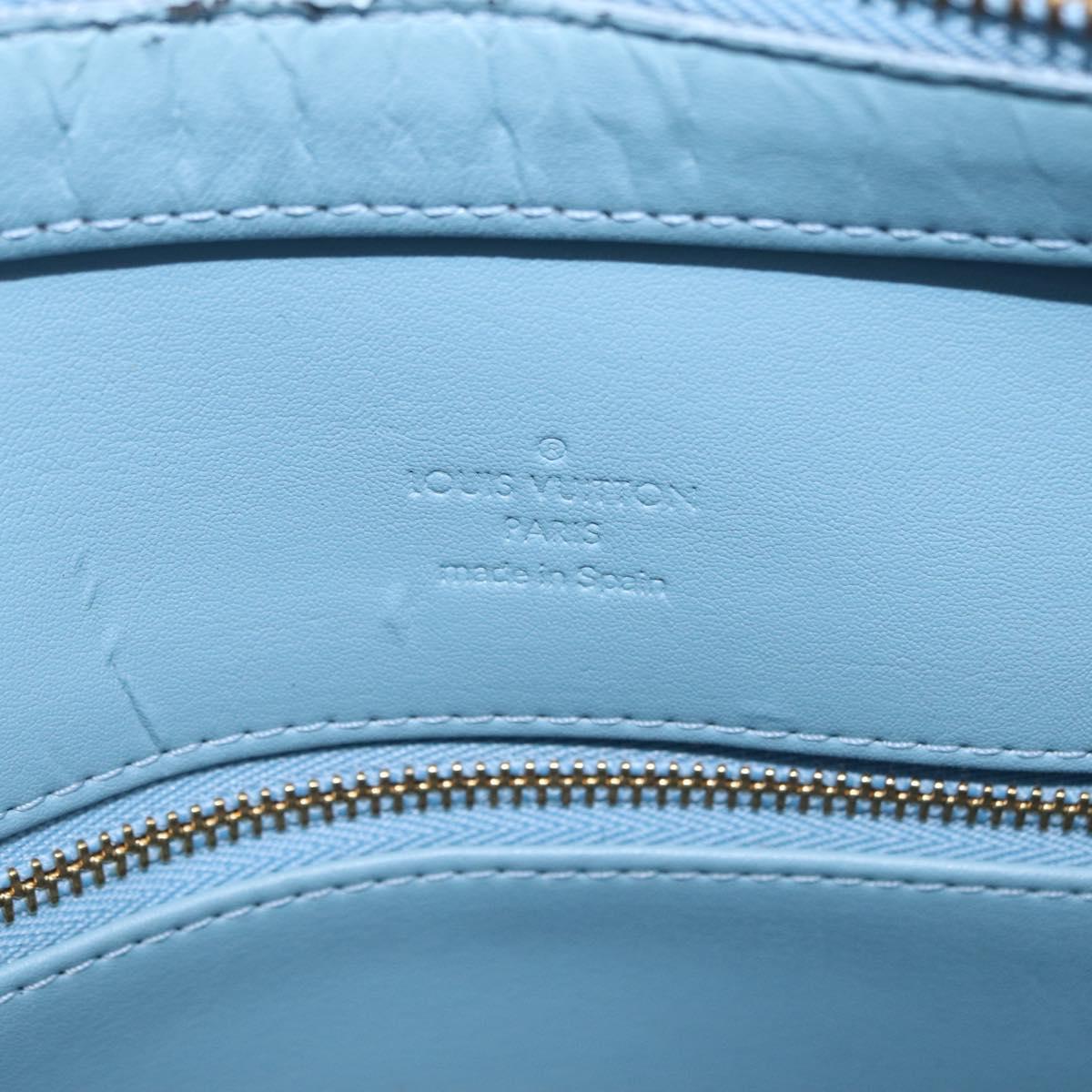 LOUIS VUITTON Monogram Vernis Houston Hand Bag Baby Blue M91005 LV Auth bs37601