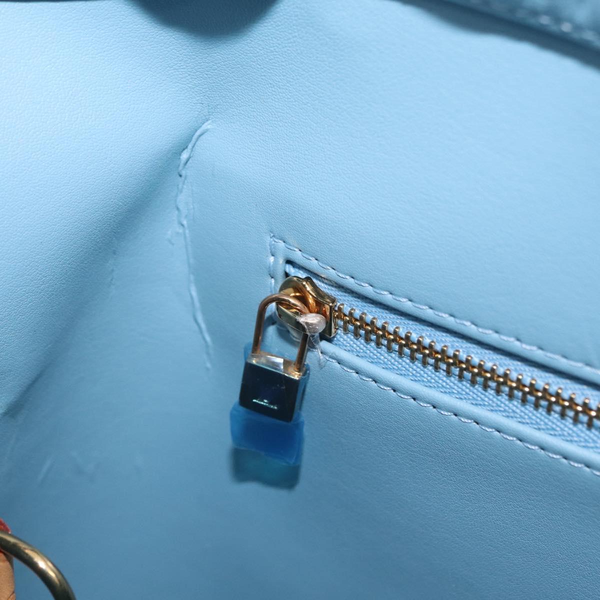 LOUIS VUITTON Monogram Vernis Houston Hand Bag Baby Blue M91005 LV Auth bs37601
