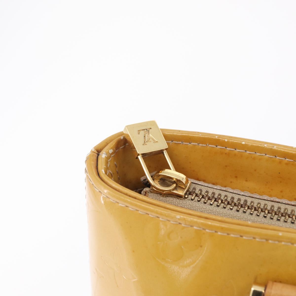 LOUIS VUITTON Monogram Vernis Houston Hand Bag Beige M91004 LV Auth bs37604