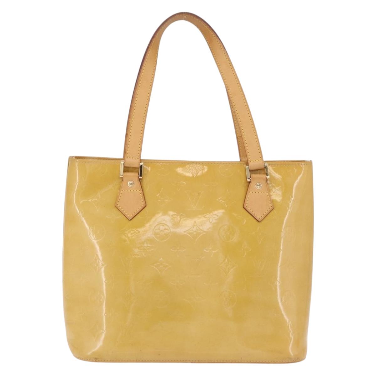 LOUIS VUITTON Monogram Vernis Houston Hand Bag Beige M91004 LV Auth bs37604