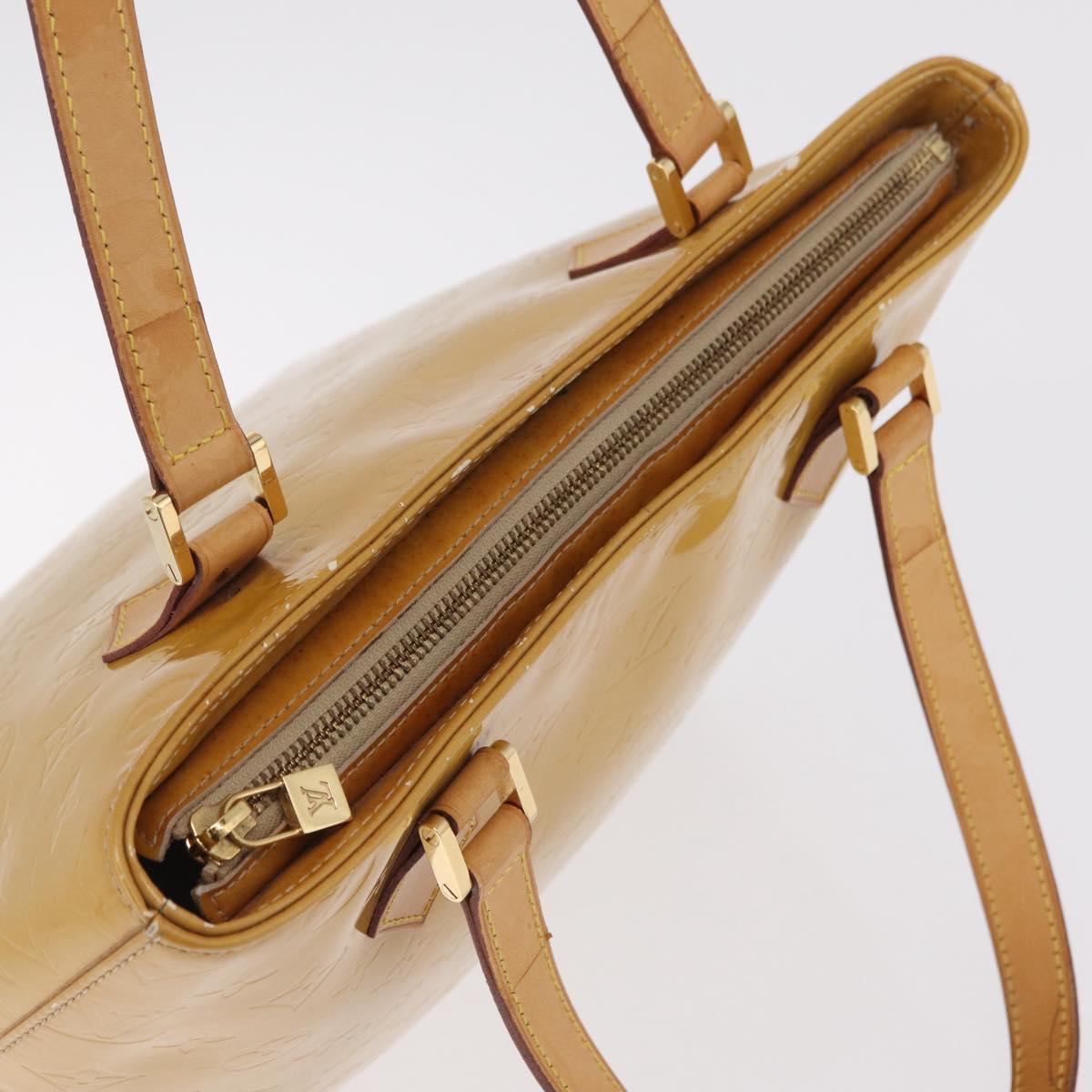 LOUIS VUITTON Monogram Vernis Houston Hand Bag Beige M91004 LV Auth bs37604