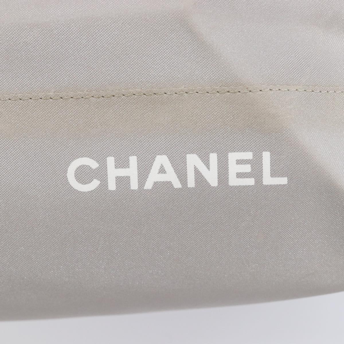 CHANEL Sports Line Shoulder Bag Nylon Gray Silver CC Auth bs37611