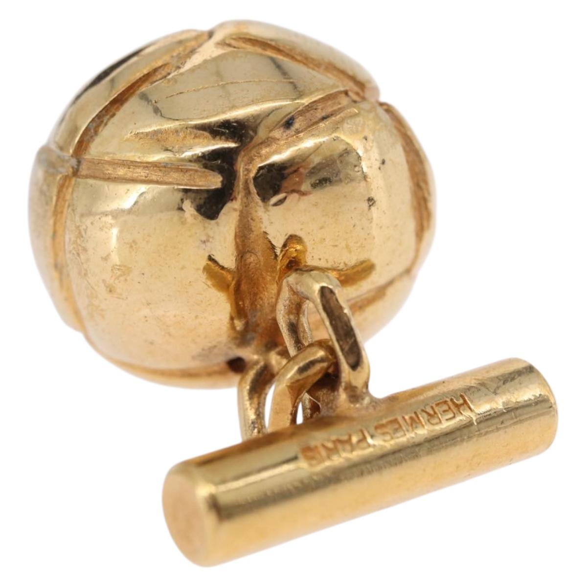 HERMES Cuffs metal Gold Auth bs37613