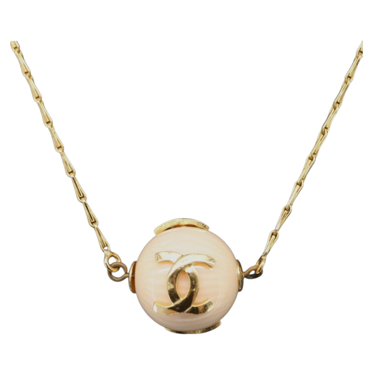 CHANEL Necklace metal Gold CC Auth bs37614V