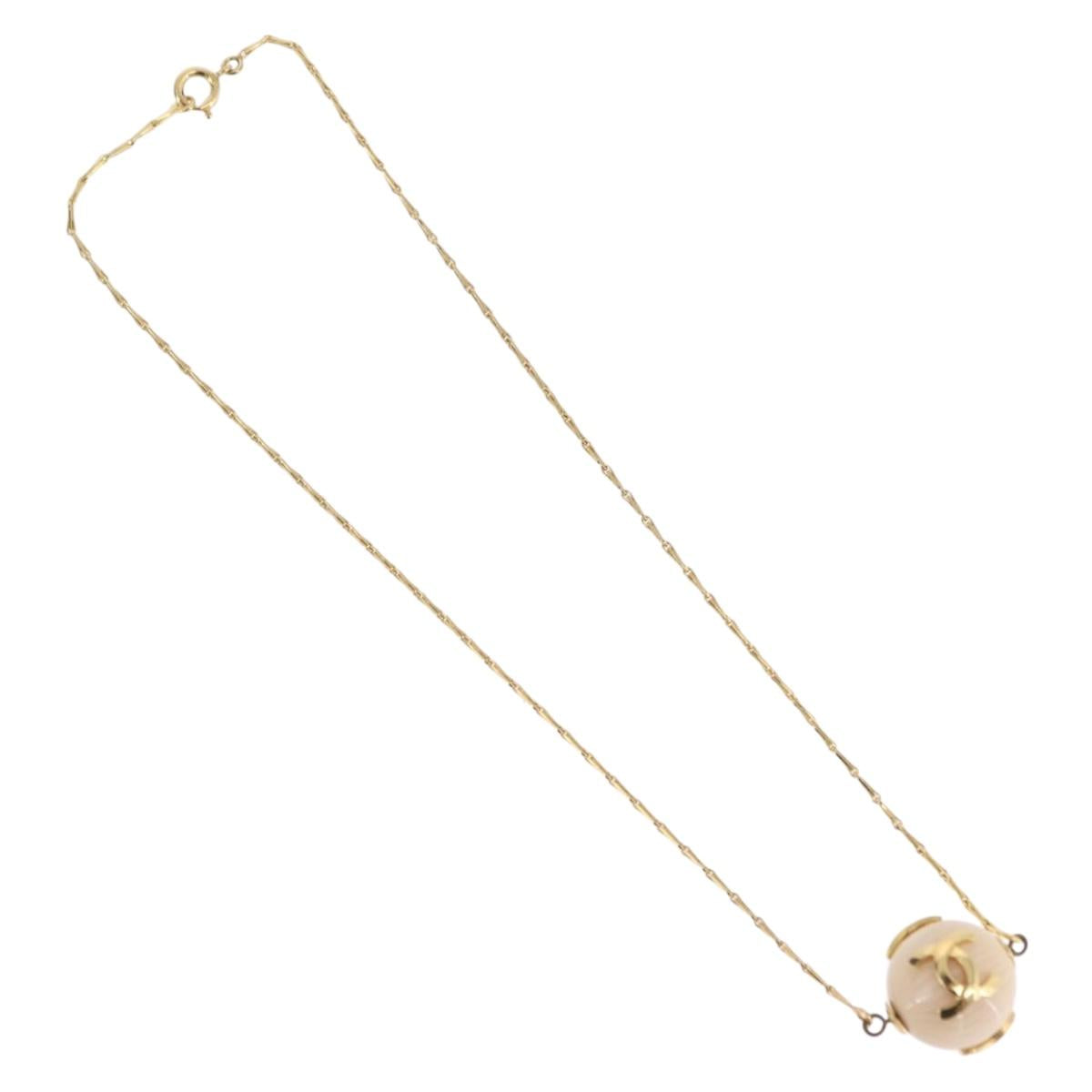 CHANEL Necklace metal Gold CC Auth bs37614V