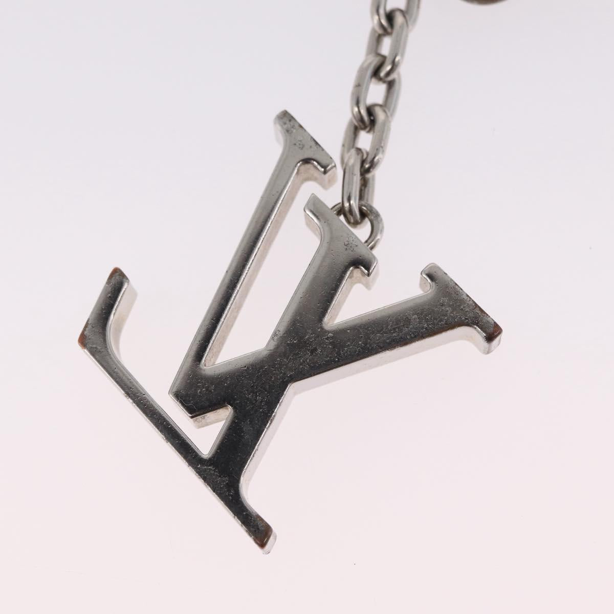 LOUIS VUITTON Bag Charm Belt metal 4 Set White Silver LV Auth bs37642