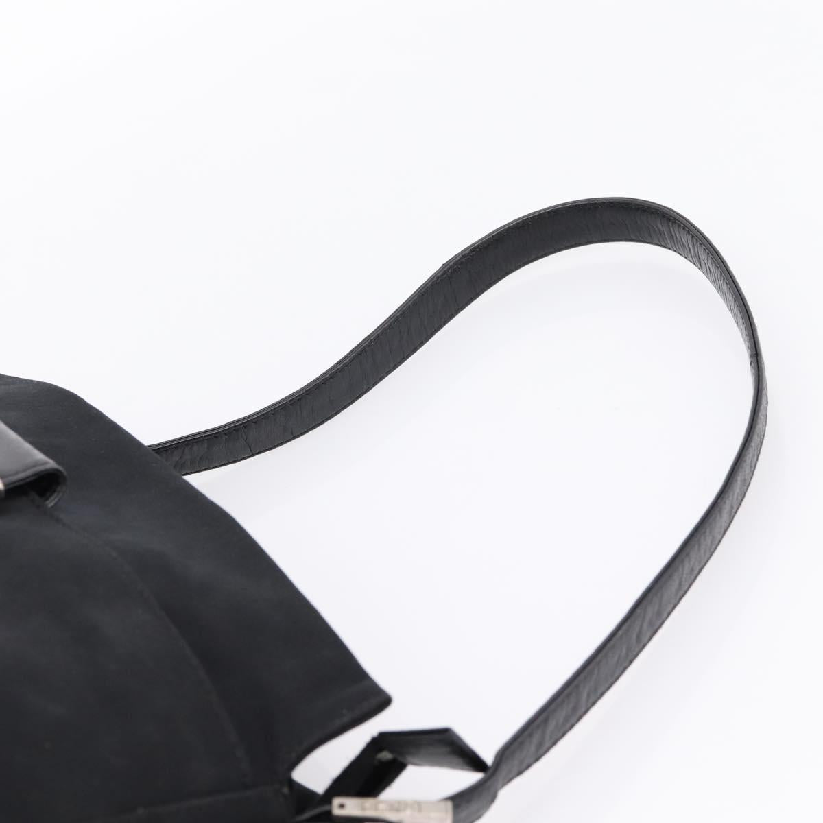 FENDI Mamma Baguette Shoulder Bag Cotton Jersey Black Silver Auth bs37644