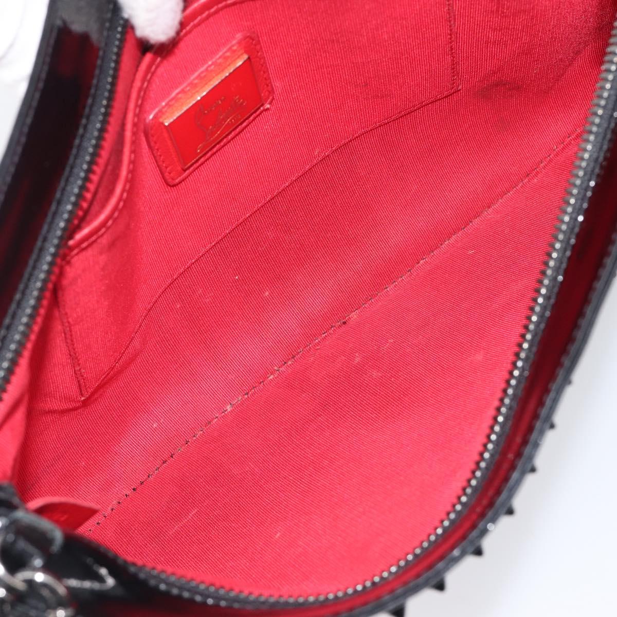Christian Louboutin Shoulder Bag Patent leather Black Silver Auth bs37646