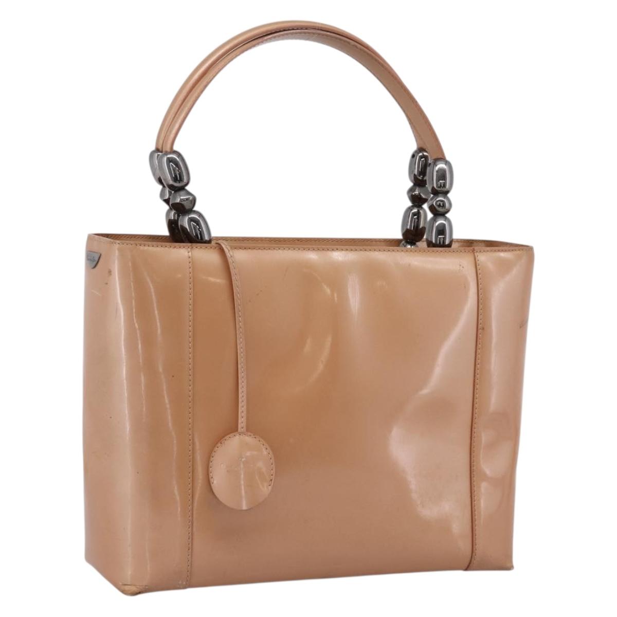 Christian Dior Maris Pearl Hand Bag Patent leather Pink Silver Auth bs37647