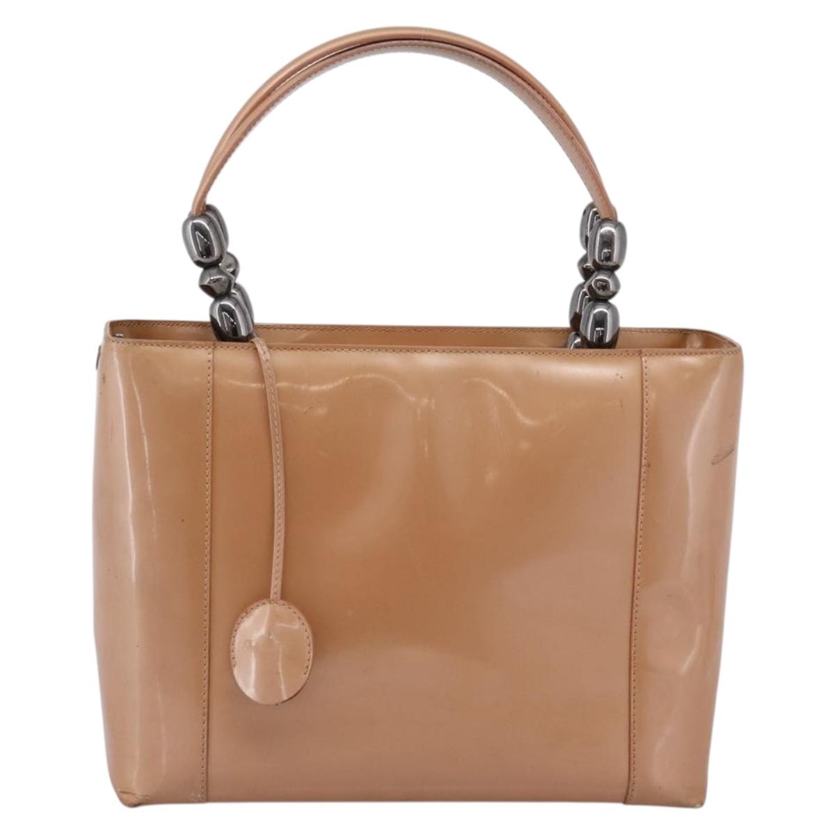 Christian Dior Maris Pearl Hand Bag Patent leather Pink Silver Auth bs37647