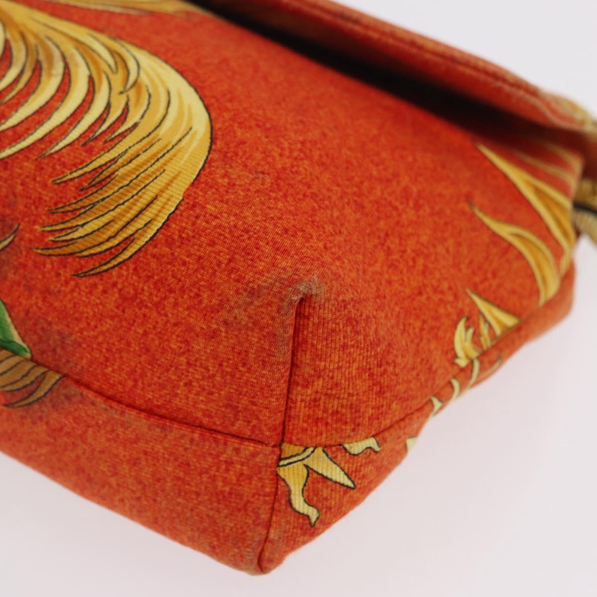 Gianni Versace Shoulder Bag Canvas Orange Gold Auth bs37650