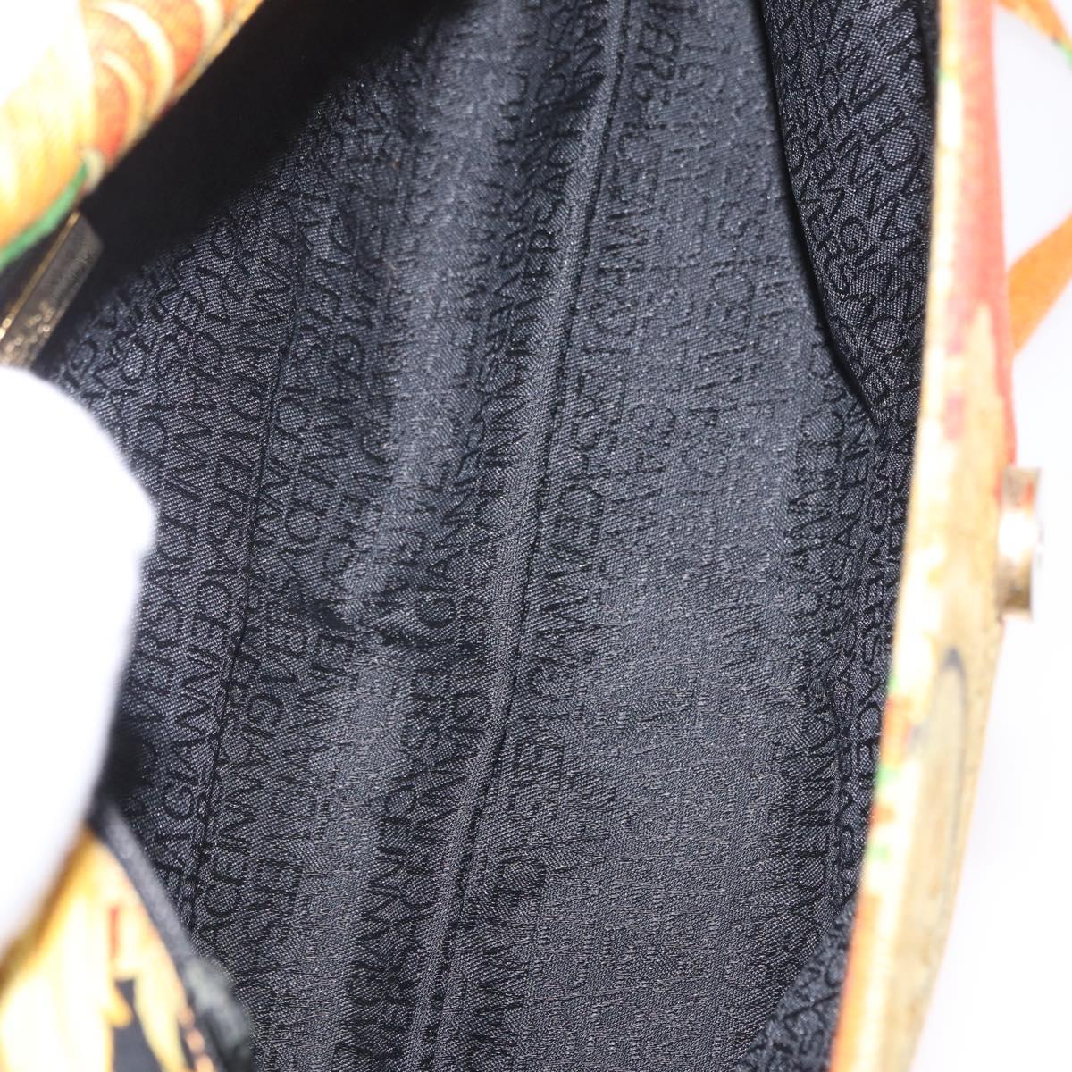Gianni Versace Shoulder Bag Canvas Orange Gold Auth bs37650