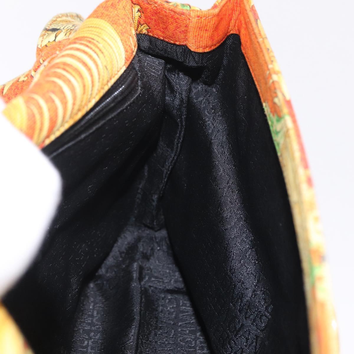 Gianni Versace Shoulder Bag Canvas Orange Gold Auth bs37650